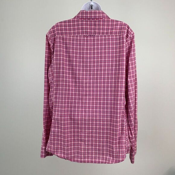 Banana Republic Shirt sz XL Button Front LS Pink Plaid Pockets - Picture 4 of 8